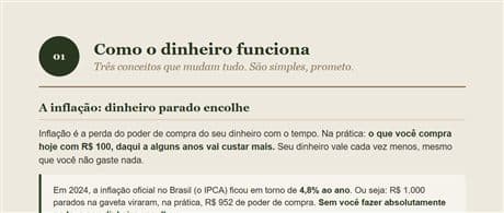 Página dos estágios financeiros